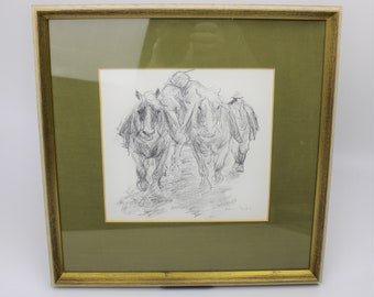 Otto Dill Lithographie, gerahmt, Pferde, signiert (Otto Dill lithograph, framed, horses, signed)