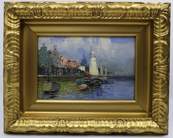 Cuadro al óleo de Georg Fischhof, Viena 1905, marco Art Nouveau, FIRMADO (Pintura al óleo de Georg Fischhof, Viena 1905, marco Art Nouveau, FIRMADO)