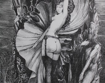 RARE Signed lithograph, Ernst Fuchs, Fasnacht 11, 348/370