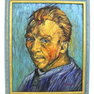 フィンセント・ファン・ゴッホの自画像（1889年）、手描きの油絵複製画