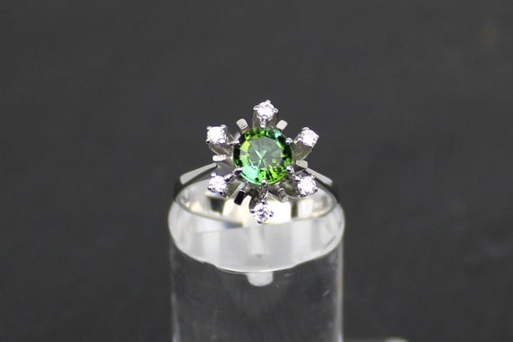 Bague Neuve En Or 14k Avec Tourmaline Bleue Et Diamants - Taille 5.75 Ajustable