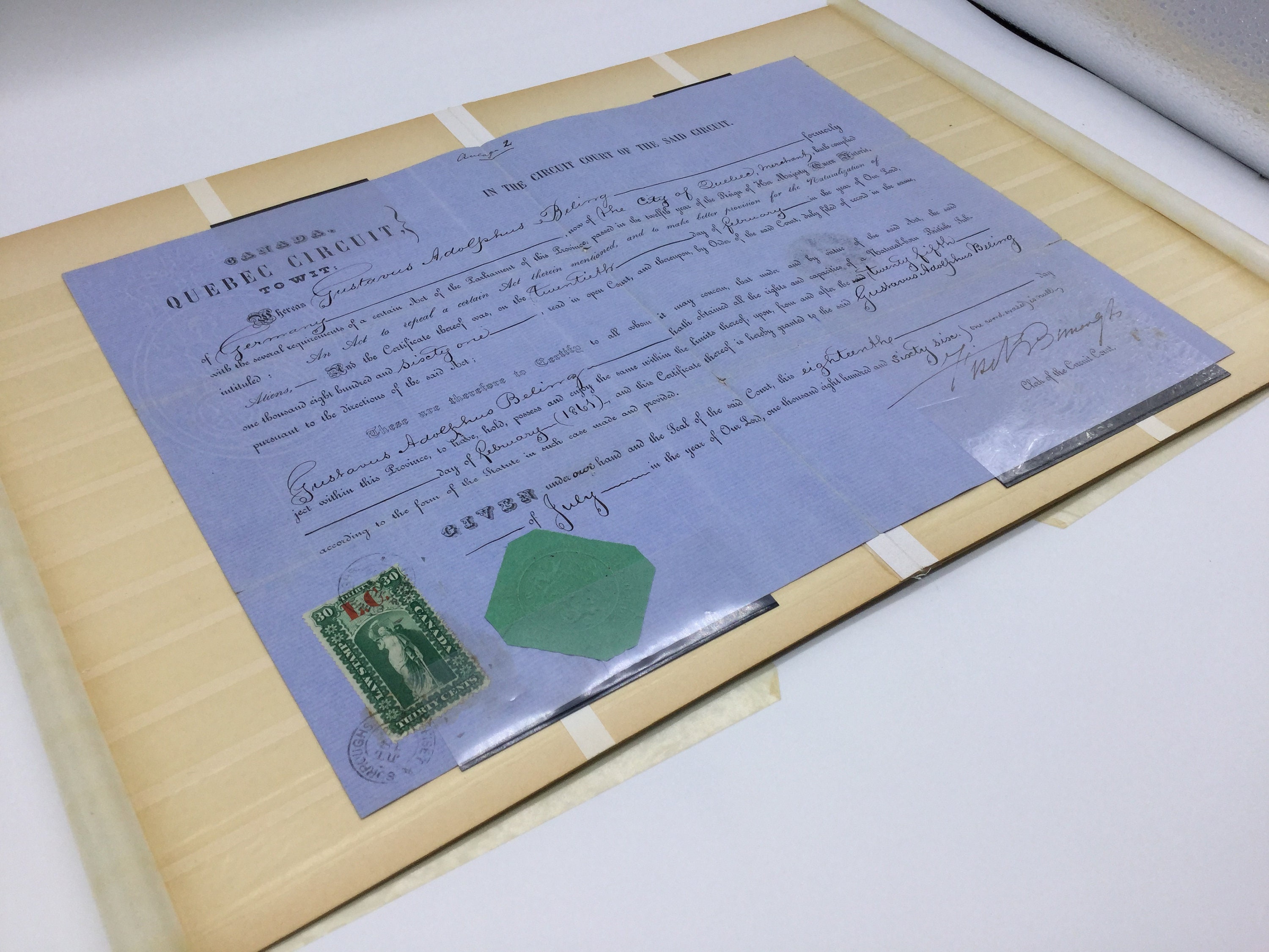 Rare naturalization certificate from a German to Canada 1861 | Etsy