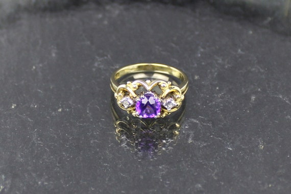 Bague En Améthyste Véritable Et Or 8 Carats - Réglable Pour Femme - Neuf Avec Étiquettes