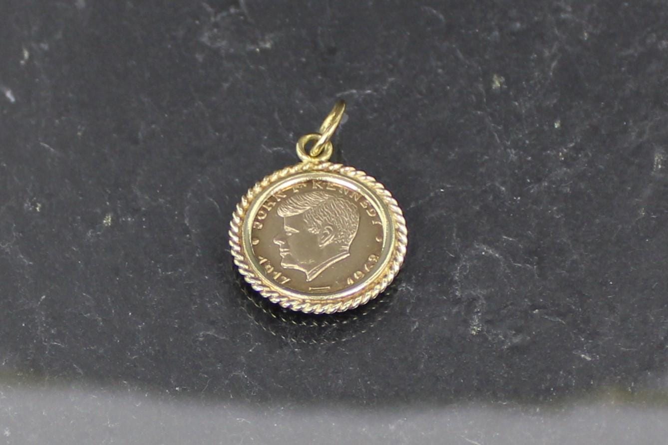 Coin Pendant, Gold Pendant, John F. Kennedy, 1960s
