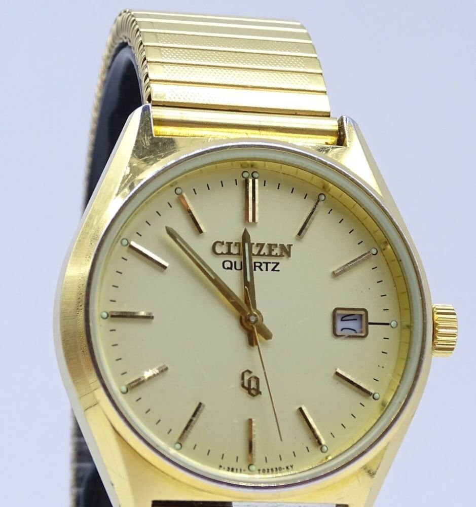 Citizen men's wristwatch, chronograph, Japan, gold-plated