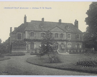 Antique postcard, France around 1940, Croissanville, mansion