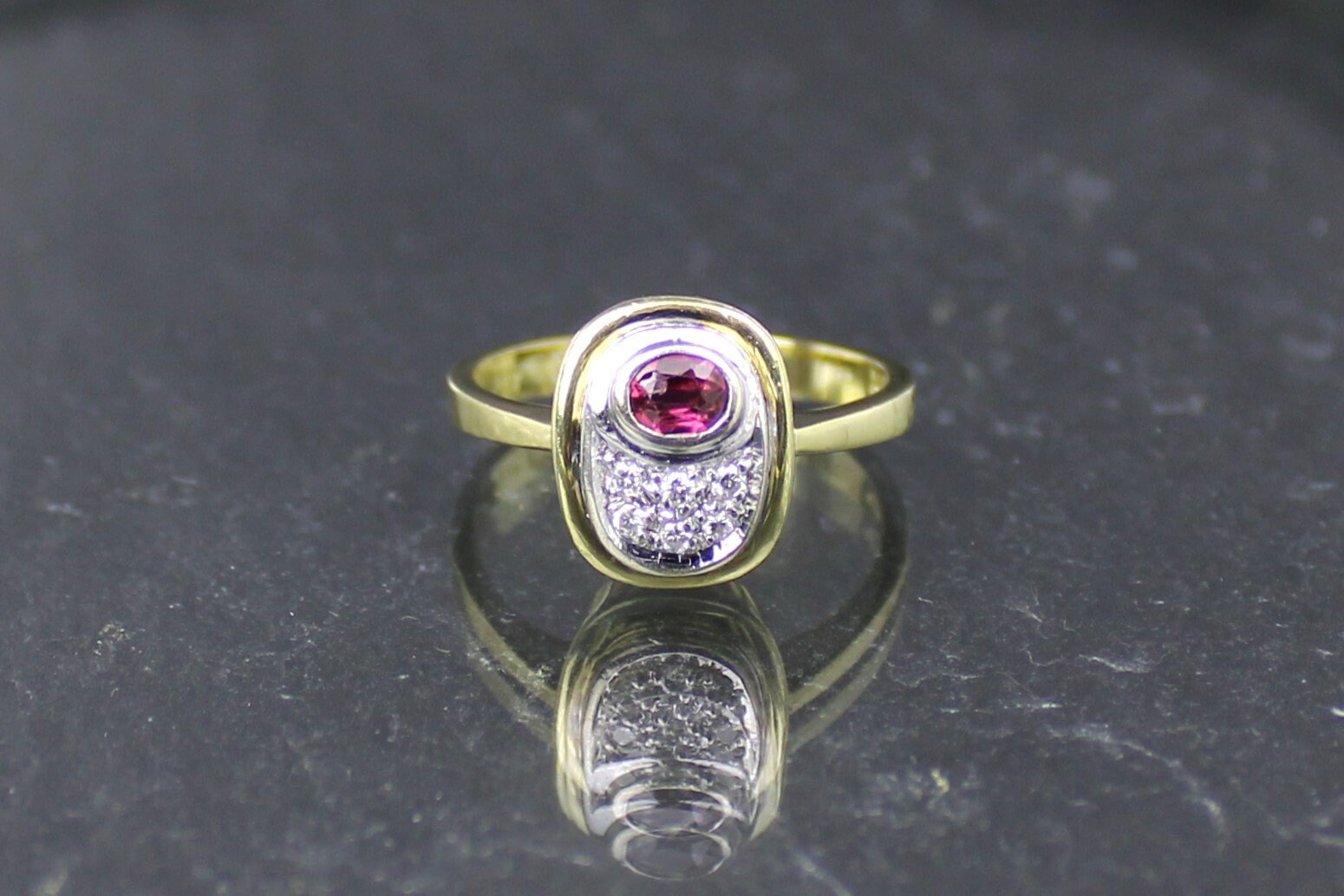 Bague Ludique En Or 585/14 Carats Avec Rubis Et Diamant - Taille 53 Ajustable - NEUVE Avec étiquettes