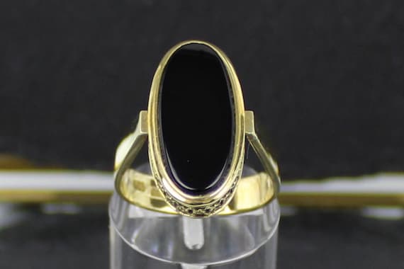 Onyx Reversible Gold Ring, 585 Yellow Gold, 14 Carat - Etsy