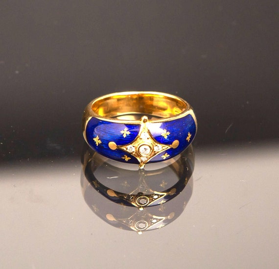 RARE ファベルジェ ダイヤモンド リング、ゴールド リング、750  