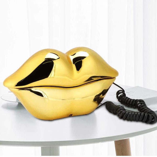 Kultiges Lippen Telefon, Gold, Festnetz-Telefon (Iconic lip phone, Gold, telephone)