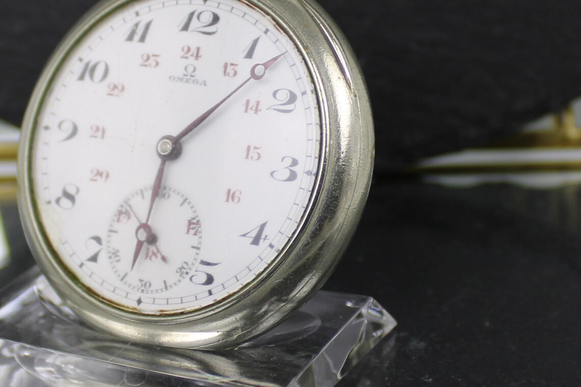 Antike Omega Taschenuhr, Schweiz, um 1910 (Antique Omega Pocket Watch, Switzerland, circa 1910), foto 3 de 5