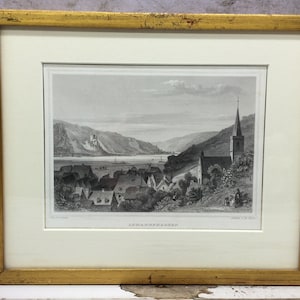 Antique steel engraving, 19th century, Ludwig Lange, Asmannshausen
