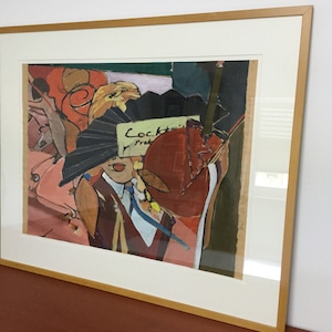Acryl schilderij, hand gesigneerd, abstracte compositie, gallery frame