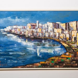 Painting, Signed, Friedrich Karl Thauer, Trapani in Sicily