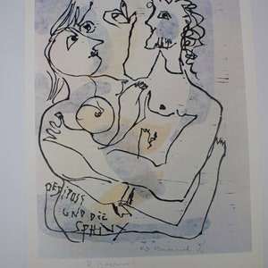 Lithography, Rudi Baerwind, SIGNED, Oedipus and the Sphinx, 1974