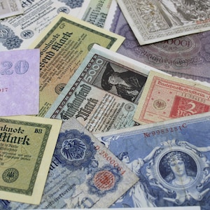 Collection of banknotes around 1923, Reichsbanknotes, 50 pieces