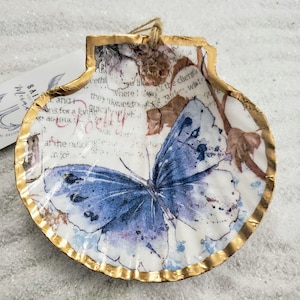 Decoupage Blue & White Watercolor Butterfly Real English - Etsy