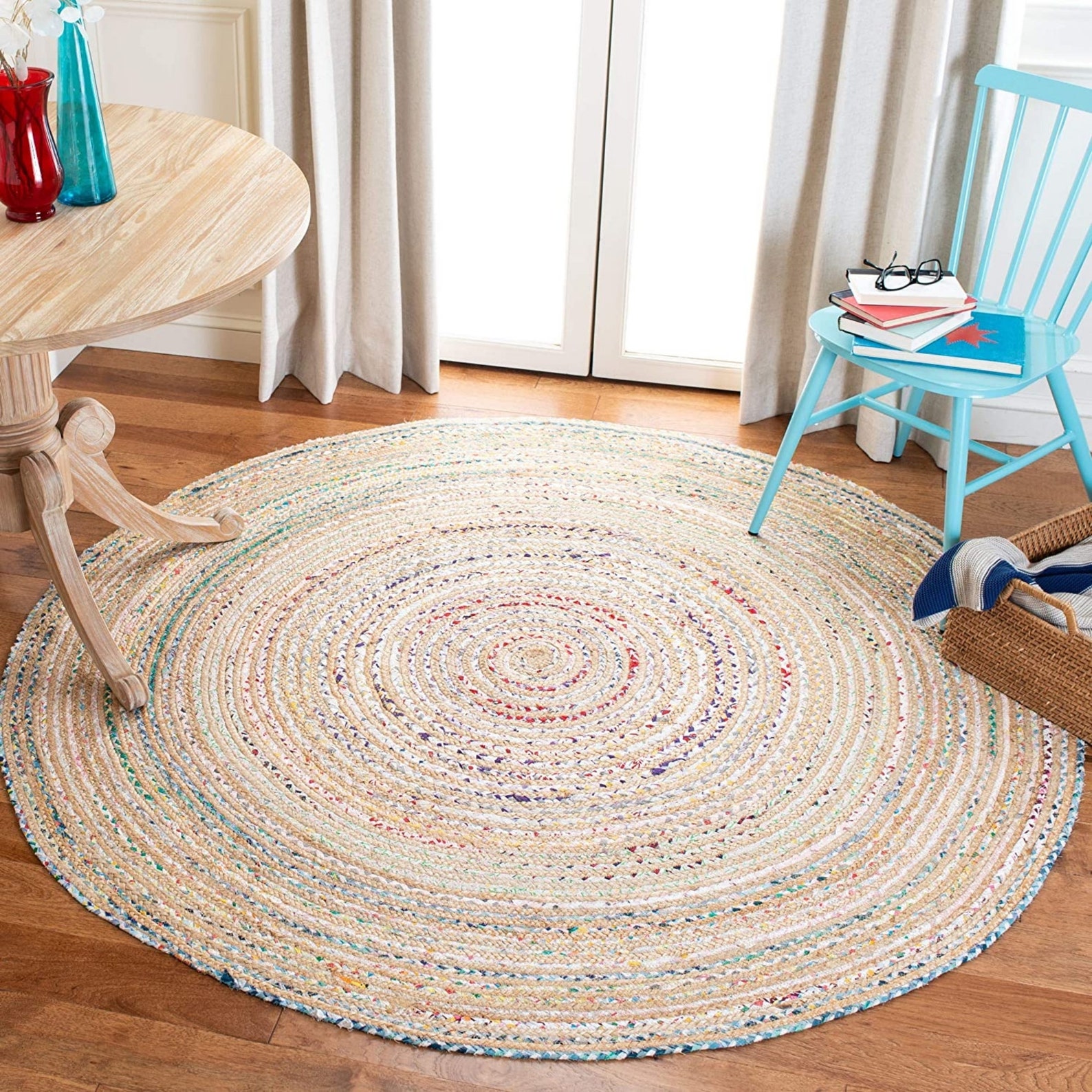 Natural Cotton Jute Rug Round Jute Rug for Floor and Kitchen Etsy