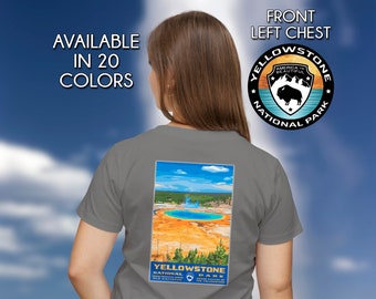 Yellowstone National Park T-Shirt | Retro Travel Poster, Grand Prismatic
