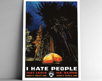Tent View Camping Illustration Art Print 3 Sizes