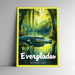 Everglades Nationalpark Vintage-Style Reise Poster / Postkarte / Aufkleber / Magnet Designer Serie Florida USA Kunstdruck Wandkunst