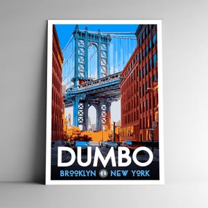 Dumbo Brooklyn Nova York Vintage-Style Travel Poster - 8x10 - 12x18 - 18x24 - 24x36 / 4x6 Cartão Postal Estilo WPA Estados Unidos EUA Impressão de Arte de Parede