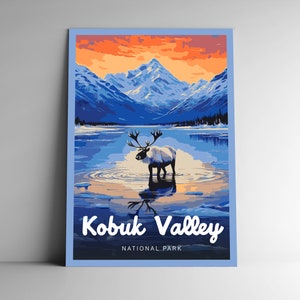 Kobuk Valley National Park Poster de viagem estilo vintage / cartão postal / adesivo / ímã Designer Series Alaska EUA Art Print Wall Art