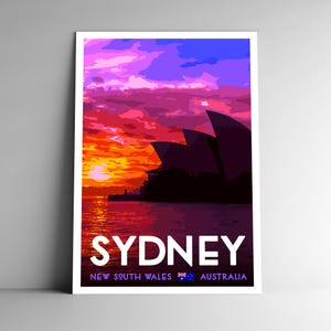 Sydney Austrália Vintage-Style Travel Poster 4x6 - 8x10 - 12x18 - 18x24 - 24x36 / 4x6 Cartão Postal WPA Estilo Arte de Parede Impressão de Arte Ópera