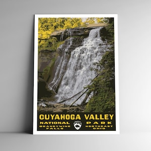 Cartel de viaje de estilo vintage del Parque Nacional del Valle de Cuyahoga / Postal / Pegatina / Imán Retro WPA Estilo Noreste de Ohio EE. UU. Impresión de arte Arte de pared