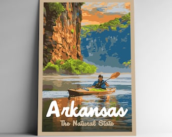 Arkansas: The Natural State Vintage-Style Travel Poster / Postcard / Sticker / Magnet Retro WPA Style Our Fifty States 50 USA Print Wall Art