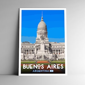 Buenos Aires Argentina Vintage-Style Travel Poster 4x6 - 8x10 - 12x18 - 18x24 - 24x36 / 4x6 Cartão Postal WPA Estilo Arte de Parede Impressão Artística
