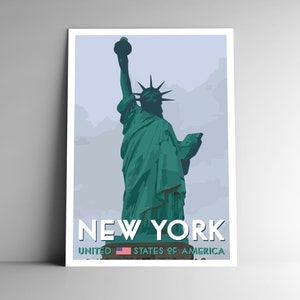 New York Freiheitsstatue WPA Style Vintage-Stil Reise Poster - 8x10 12x18 18x24 24x36 / 4x6 Postkarte USA USA Retro Art Print