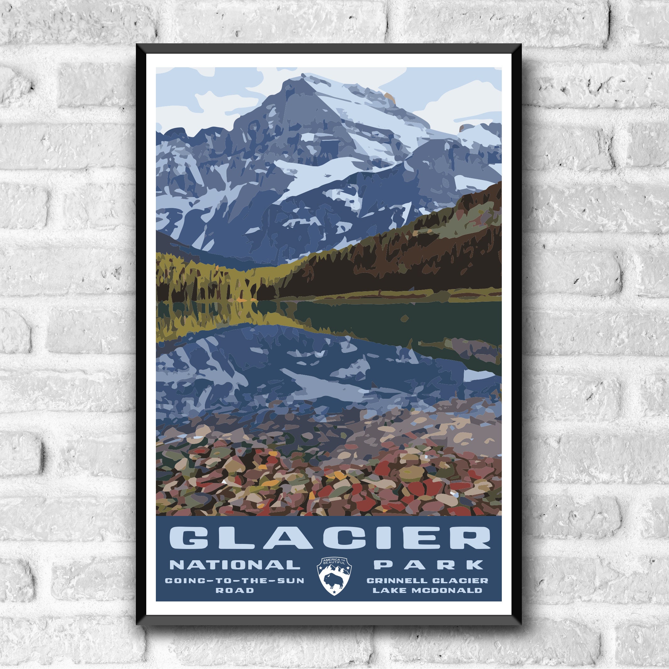 Glacier National Park Vintage-style Travel Poster 8x10 - Etsy