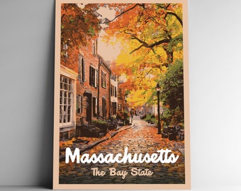 Massachusetts: The Bay State Vintage-Style Travel Poster / Postcard / Sticker / Magnet Retro WPA Style Our Fifty States Print 50 US Wall Art