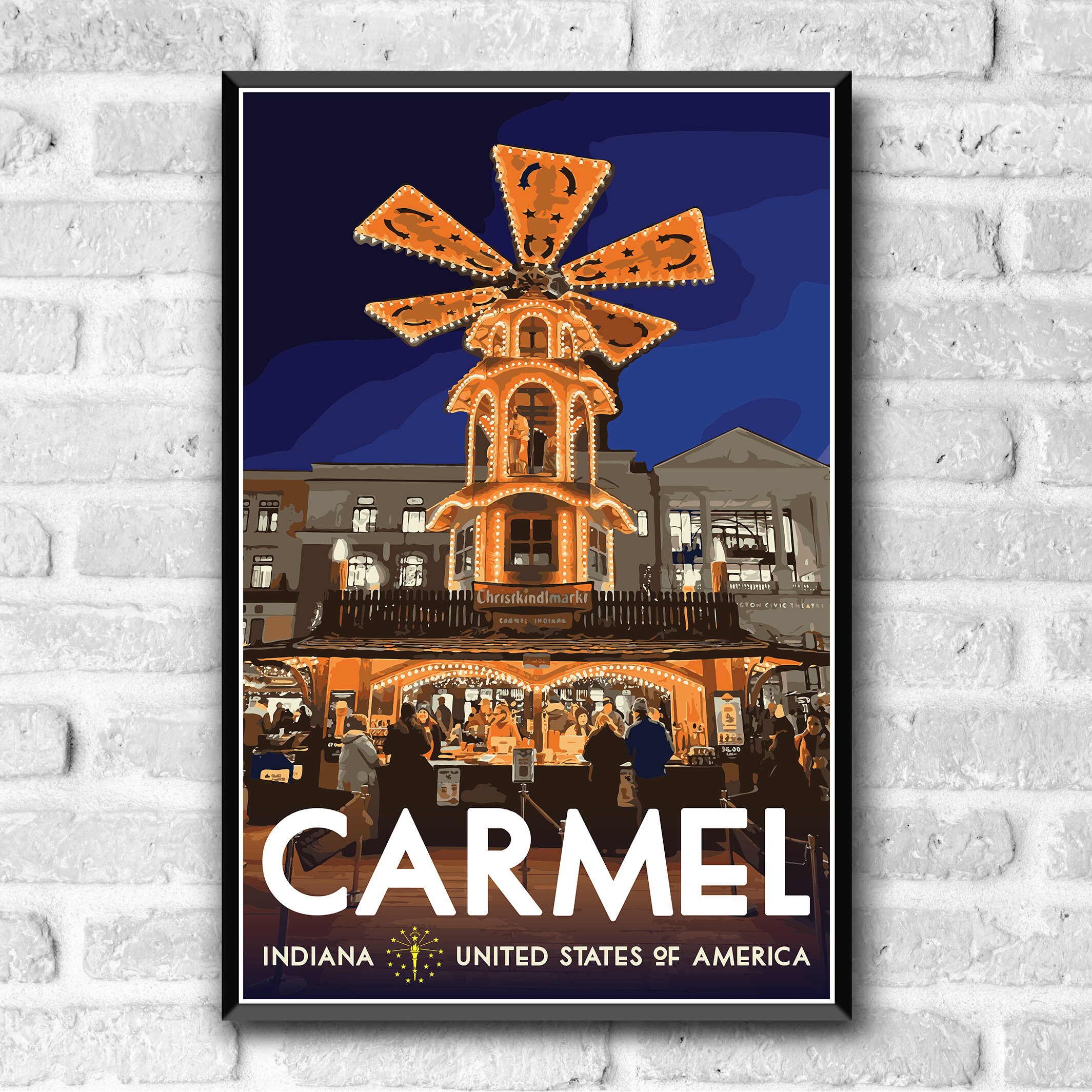 Carmel Indiana Christkindlmarkt Vintage Travel Poster – WPA Art