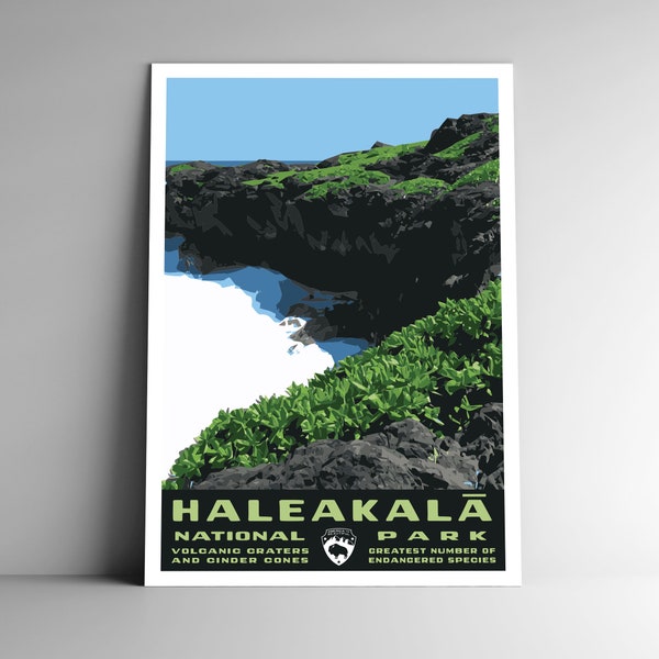 Haleakalā National Park Vintage-Style Travel Poster / Postcard / Sticker / Magnet Retro WPA Style Haleakala Hawaii USA Art Print Wall Art