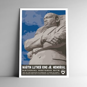 Memorial de Martin Luther King Jr. Local Histórico Nacional Estilo WPA Poster de viagens estilo vintage 8x10 12x18 18x24 24x36 / 4x6 Cartão postal MLK EUA