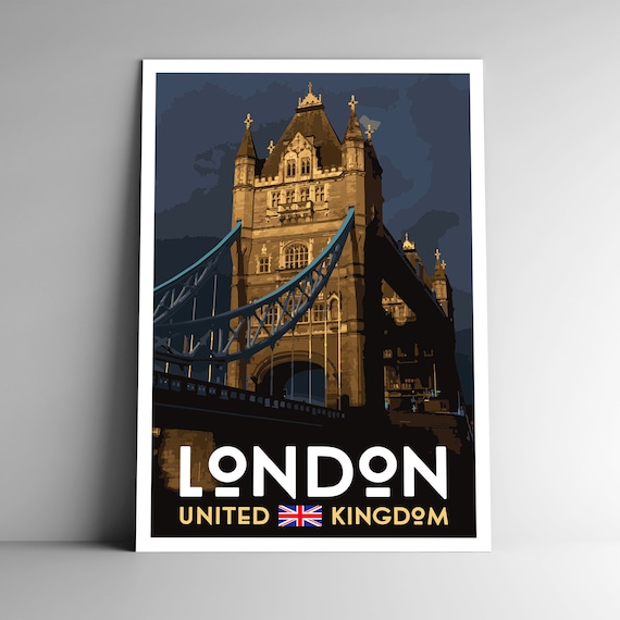 London Tower Bridge Travel Poster - Vintage WPA Style Art Print