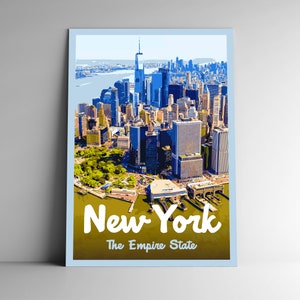 Nueva York: Póster de viaje de estilo vintage del Empire State / Postal / Pegatina / Imán Estilo retro WPA Nuestros cincuenta estados imprimen 50 arte de pared de EE. UU.