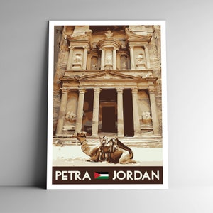 Petra WPA-Style Vintage-Style Reise Poster - 8x10 - 12x18 - 18x24 - 24x36 / 4x6 Postkarte Jordan Camel Vintage Retro Art Print