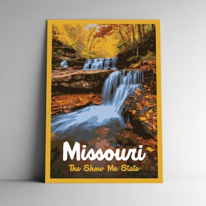 Missouri: The Show Me State Poster da viaggio in stile vintage/Cartolina/Adesivo/Magnete Stile WPA retrò I nostri Cinquanta Stati Stampa 50 USA Wall Art
