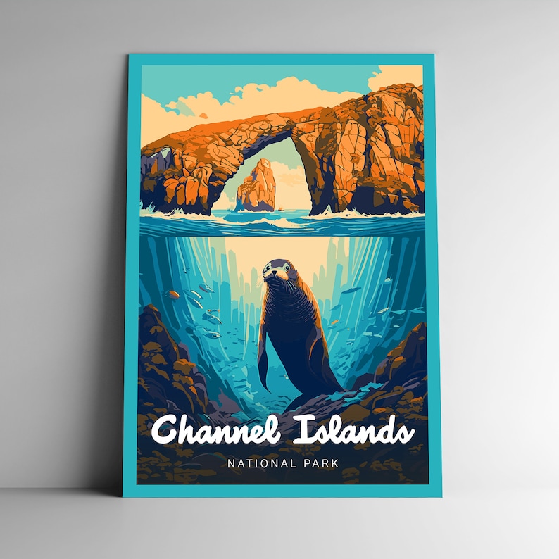 Konsttryck från Kanalöarnas nationalpark | Vintage reseaffisch bild 1