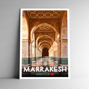 Marrakesh Marrocos Vintage-Style Travel Poster 4x6 - 8x10 - 12x18 - 18x24 - 24x36 / 4x6 Cartão Postal WPA Estilo Arte de Parede Impressão Artística