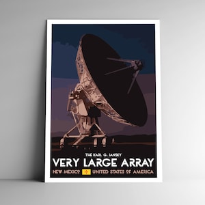 Very Large Array Vintage-Style WPA-Style Reiseposter - 8x10 12x18 18x24 24x36 / 4x6 Postkarte Radioteleskop New Mexico Retro Art Print