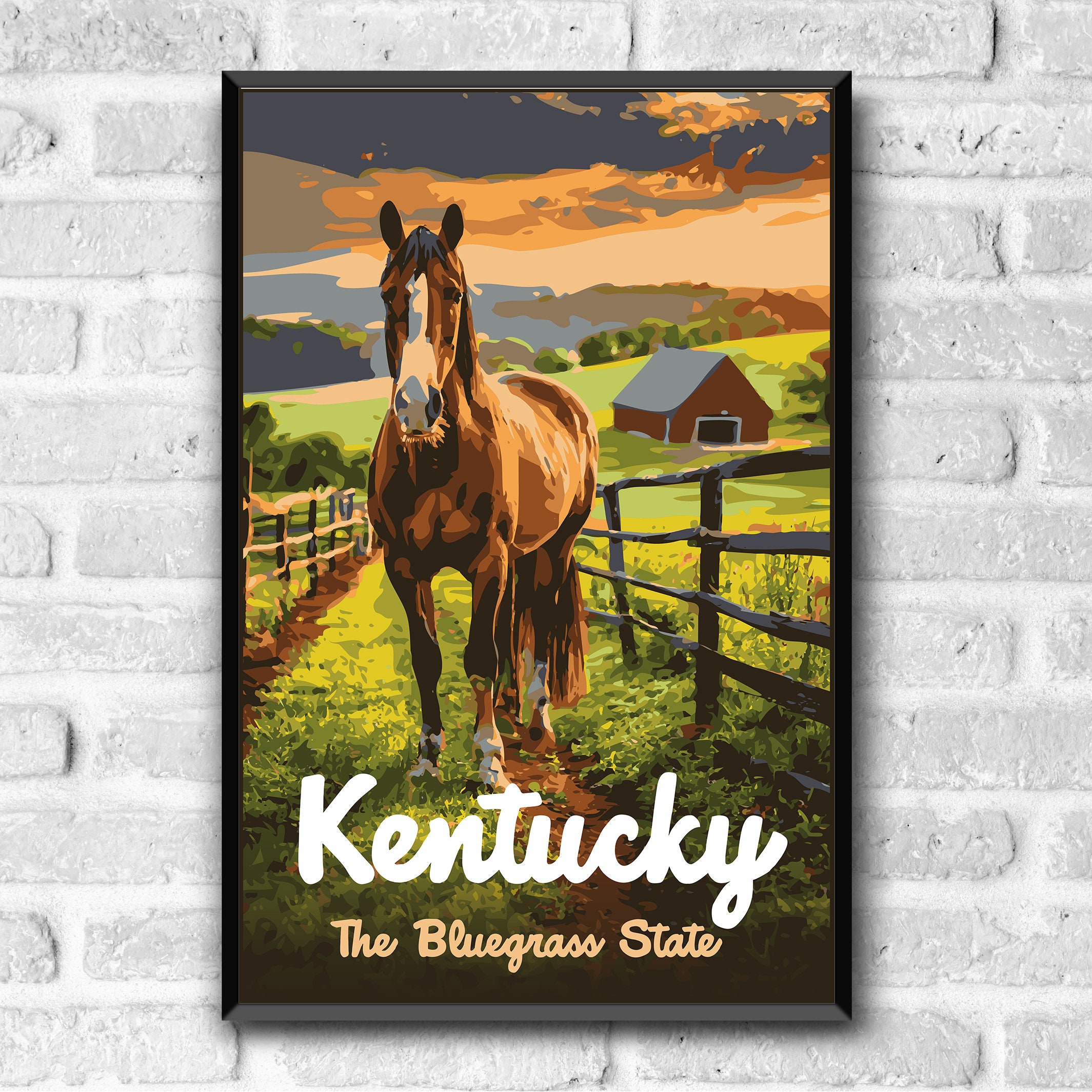 Kentucky Bluegrass State Travel Poster / Postcard / Magnet / Sticker ...