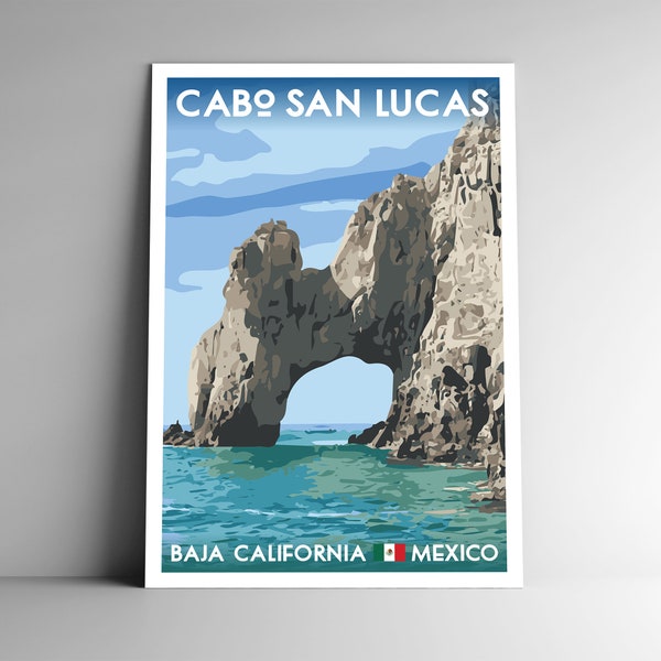 Cabo San Lucas Vintage-Style Travel Poster - 8x10 - 12x18 - 18x24 - 24x36 / 4x6 Postcard Baja California Mexico Retro Mexican Art Print