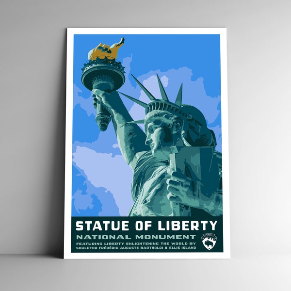 Statue of Liberty National Monument WPA Style Vintage-Style Travel Poster 8x10 - 12x18 - 18x24 - 24x36 / 4x6 Postcard New York USA Art Print