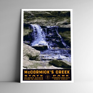 McCormick's Creek State Park Indiana Vintage WPA-Style Travel Poster 8x10 - 12x18 - 18x24 - 24x36 / 4x6 Cartolina Stati Uniti USA Stampa artistica