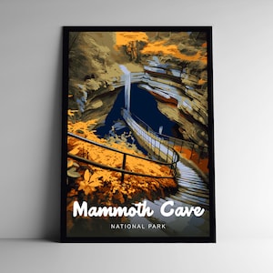 Mammoth Cave Nationalpark Vintage-Style Reiseposter / Postkarte / Aufkleber / Magnet Designer Serie Kentucky USA Kunstdruck Wandkunst