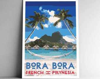 Bora Bora Travel Poster – French Polynesia Vintage WPA Art Print